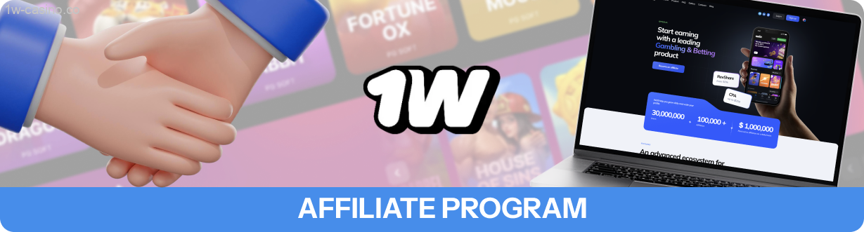 1w Partners runs an affiliate setup that links webmasters to a worldwide chance