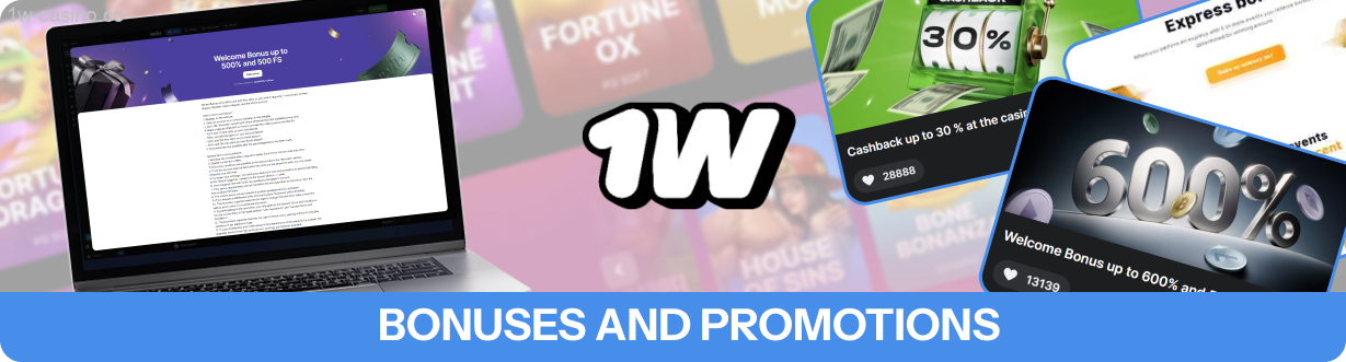 Enjoy 1w welcome packages that offer bonuses of up to 500–600%