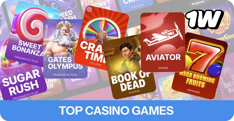 Play top-rated casino games and win on 1w!